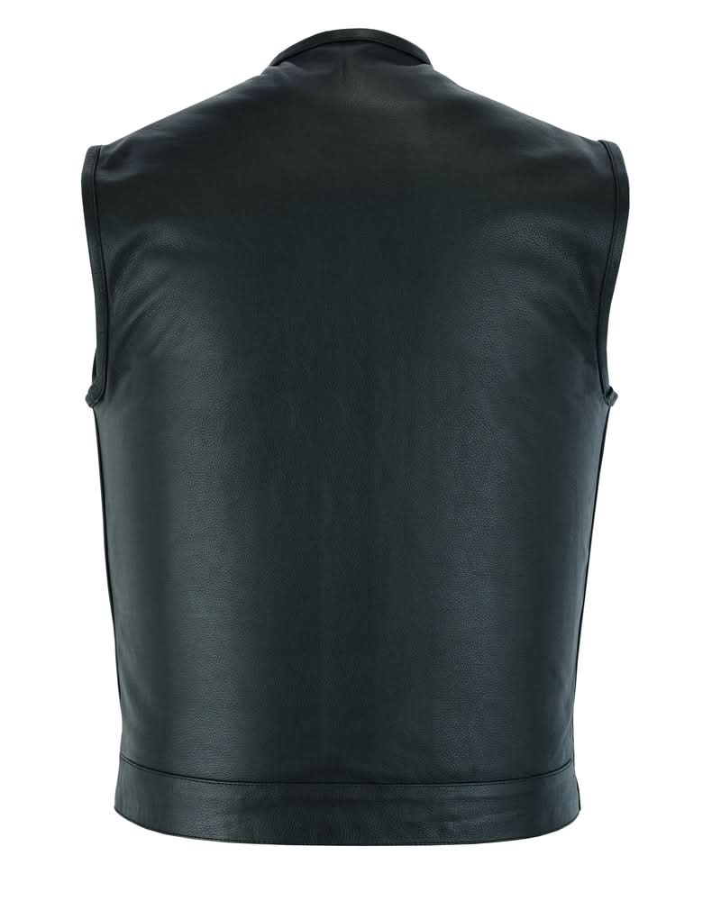 Men's AM  Black Cowhide Leather Motorcycle Vest