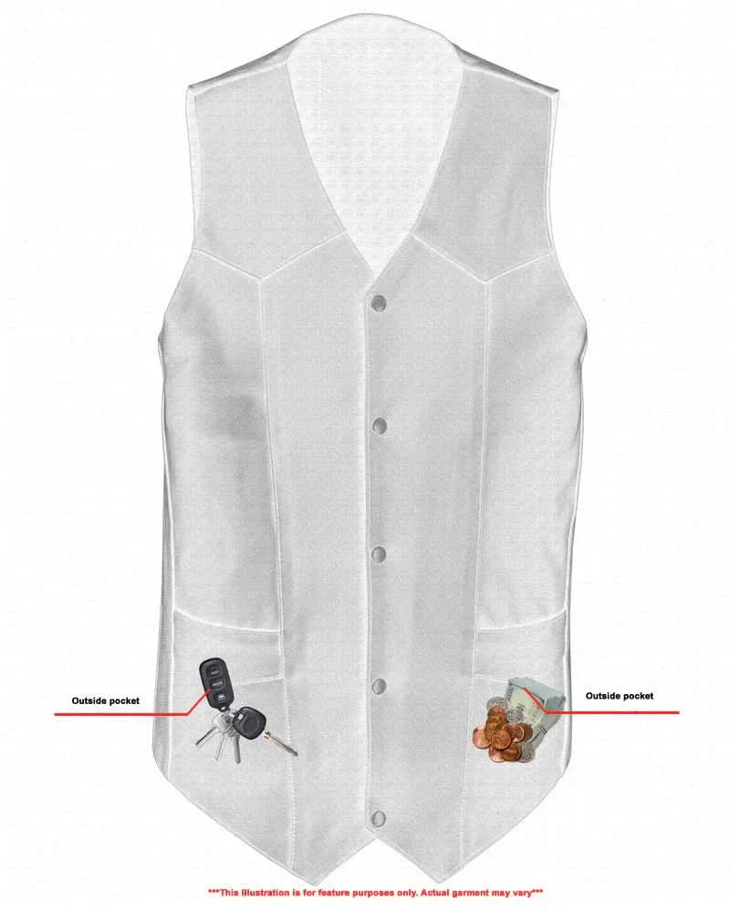 Men's Tall Classic Motorcycle Leather Vest - Black