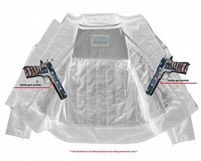 Men's Textile Scooter Style Jacket w/ Reflective Skulls