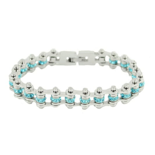 SK2211 March  Aquamarine  Crystal Centers Bracelet