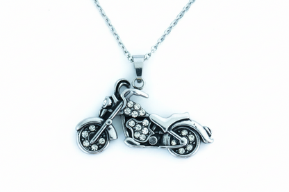 SK2600 Ladies Bling Motorcycle Pendant With Necklace 19" Stainless Steel Motorcycle Jewelry