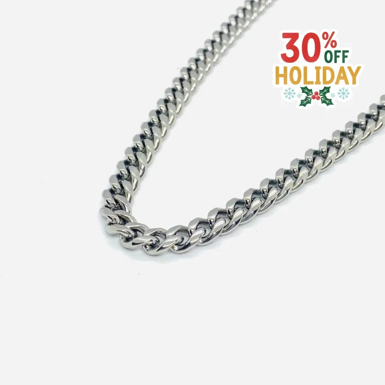 SK4019 Necklace 1/4" Wide Cuban Link Silver Color