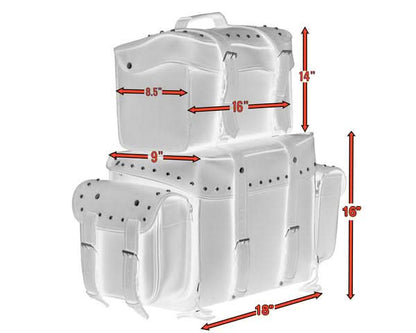 Leather Black PVC Large 4 Piece Motorcycle Touring Tail Bag wi