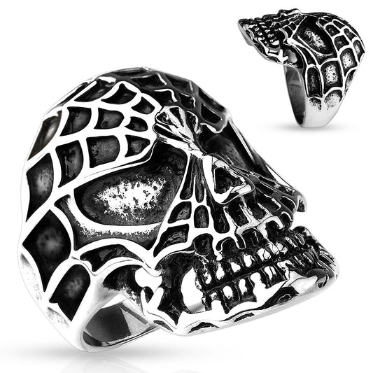 Spiders Web Skull Ring - The Biker Nation