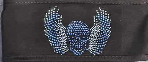 Poly Headband Blue Skull Wing