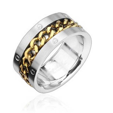 Gold Chain Spinning Ring - 9 - The Biker Nation